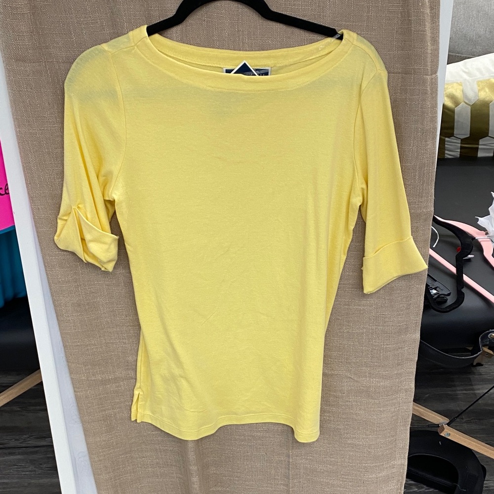 Karen Scott Lemon Yellow Three-Quarter Sleeve Tee